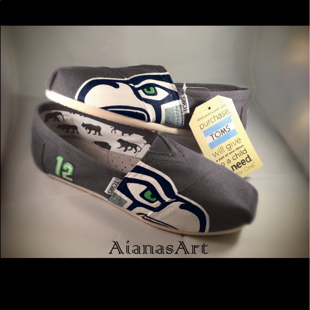 Seahawks Grey TOMS Shoes